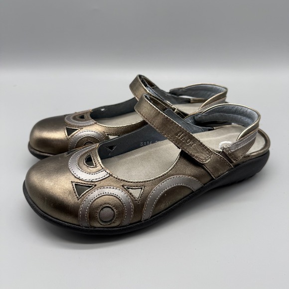 Naot Shoes - Naot Kirei Mary Jane Flats Womens 37 US 6.5 Bronze Metallic Leather Shoes Kura
